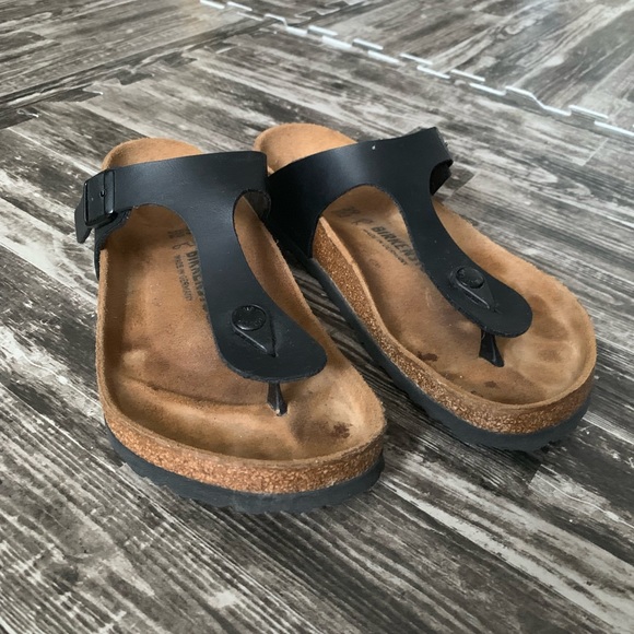 Birkenstock Shoes - Birkenstock Gizeh , BLACK LEATHER
